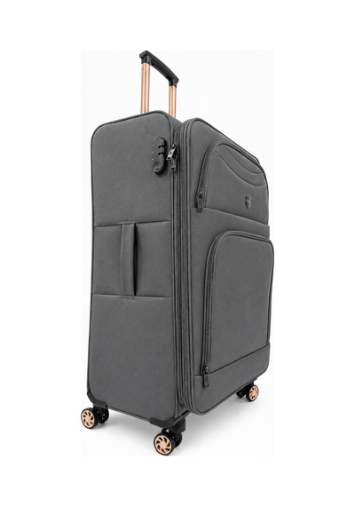 Fossil Unisex Kumaş Büyük Boy Ultra Hafif Şifreli Körüklü Kendi Etrafında Dönebilen Valiz 010-01 Gri