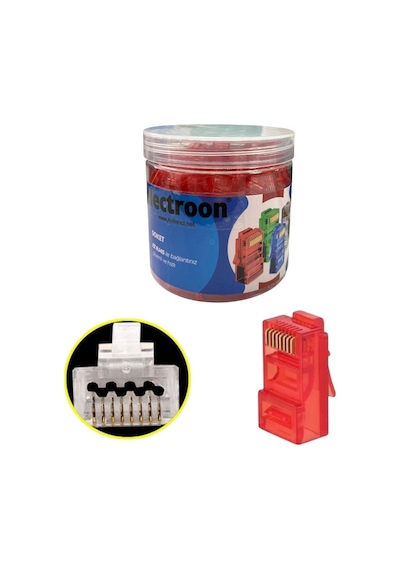 Electroon Kırmızı Cat6 Ezrj45 Açık Uçlu Soket 8p/8c - 100adet