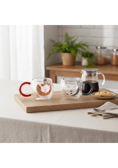 Çift Cidarlı Hayvan Figürlü Cam Kupa - 280 Ml - Karışık Renklerde Sürpriz Gönderim Asorti - Isıya Dayanıklı Borosilikat Tasarım Bardak 1 Adet Beyaz - Çok Renkli