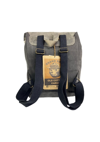 Old Cotton Cargo Deri Kanvas Tek Bölmeli Büzgülü Kapaklı Vintage Disayn Sırt Gezi Çantası Gds Erica Bag 7120 Siyah