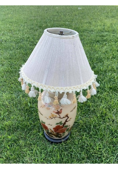 Gül Motifli Antika Porselen Abajur 70 CM