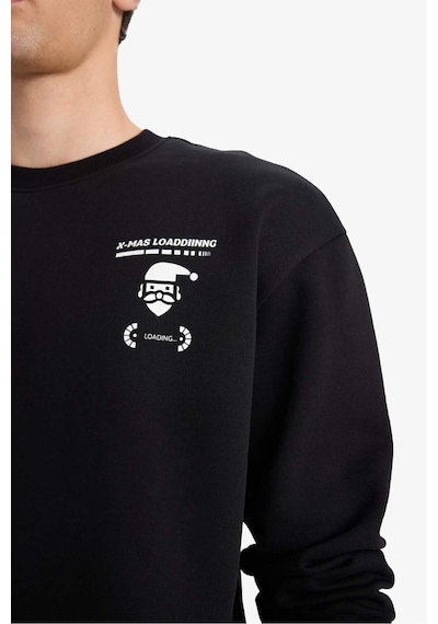 Defacto Boxy Fit Baskılı Sweatshirt F2626ax25wnbk81 Siyah-bk81