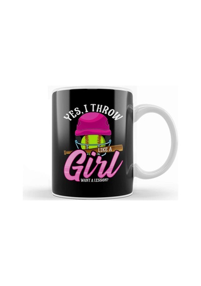 Funny Yes, I Throw Like A Girl Want A Lesson Kupa Bardak Porselen Karışık