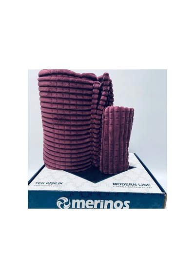 Merinos Modern Line Tek Kişilik 2 Parça Battaniye Seti Mor Cherry