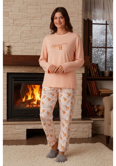 Remsa Kadın Termal Uzun Kol Pijama Takımı 4759 Somon01 Somon01
