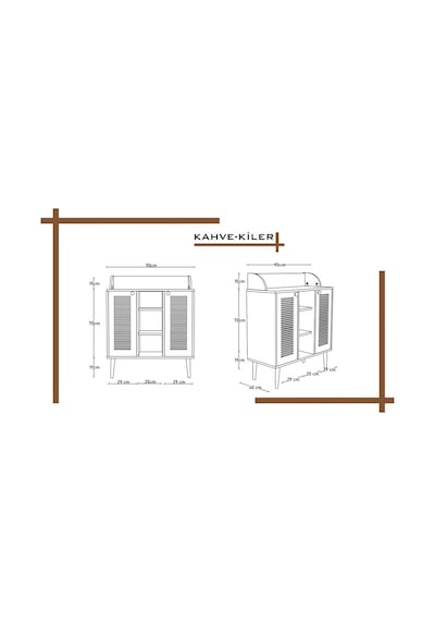 Kahve Kiler-kahve Köşesi %100 Mdf Lake Ahşap Ayak Çok Amaçlı Dolap Gri