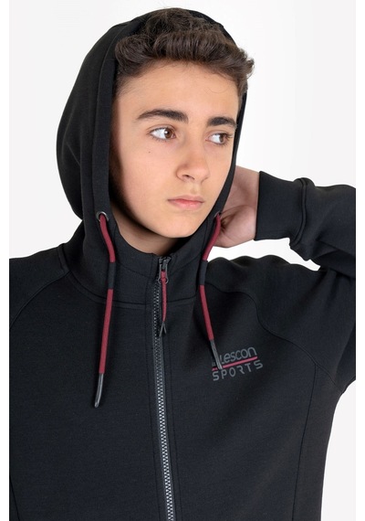 Lescon Siyah Çocuk Fermuarlı Kapüşonlu Sweatshirt 23n-3121