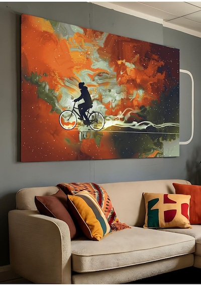Kanvas Tablo Yolunu Bulan Bisikletli Adam Dekoratif Kanvas Tablo 30 X 40