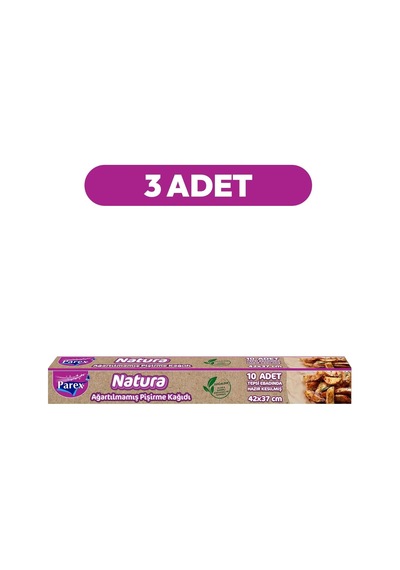 Natura 3 Adet Ağartılmamış Organik Hazır Kesilmiş Pişirme Kağıdı 10'lu Diğer
