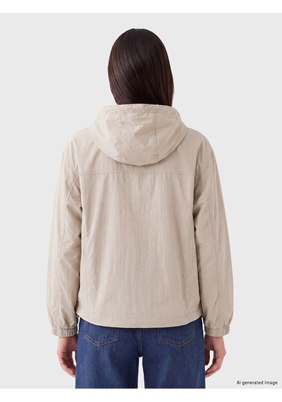 Lcw Everyday Bej Kapüşonlu Oversize Kadın Yağmurluk
