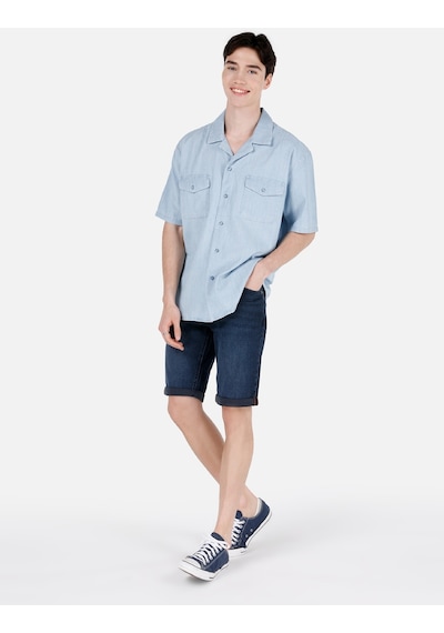 Colin's Colins 176 Joseph Rahat Kesim Shirt Yaka Cepli Mavi Erkek Jean Kısa Kol Gömlek Cl1069576 Cl1069576 Q1.v1 Dn43540 Denim