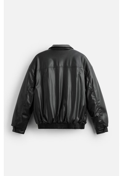Unisex Yeni Sezon Kapitone Dolgulu Oversize Vintage Siyah Deri