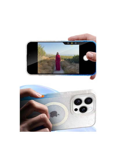 Apple iPhone Uyumlu-  15 Pro Pummel Shiny Magsafe Kapak - Siyah