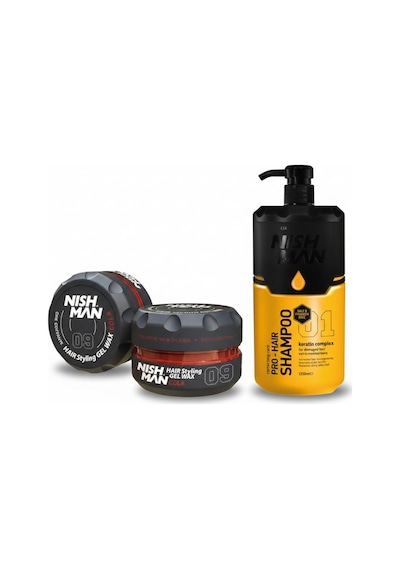 09 Saç Şekillendirici Ultra Sert Parlak Wax 150 Ml X 5 Adet/ + 1250 Ml Tuzsuz Şampuan Hediye
