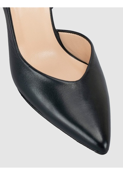 Cabani Siyah Süet Hakiki Deri Slingback Stiletto Kadın Ayakkabı