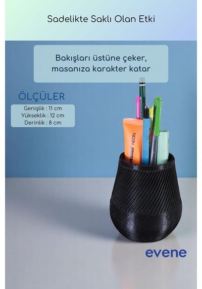 Kalemlik Masa Kalemliği Organizer Kalemlik Siyah Renk Model 89 Çok Renkli
