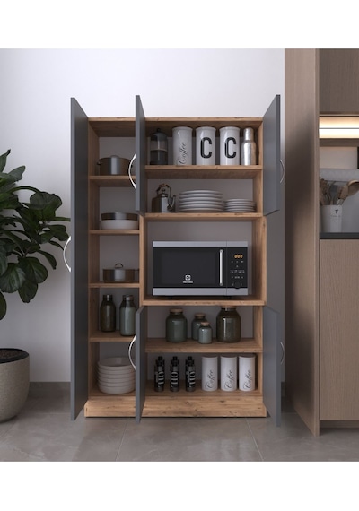 Riva 5 Kapaklı Çok Amaçlı Mutfak&banyo Dolabı, A.çam-antrasit