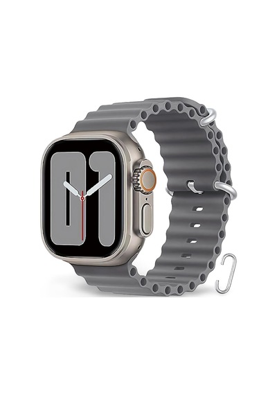 Apple Uyumlu  Watch 42mm 44mm 45mm 49mm 1/2/3/4/5/6/se/7/8/ultra Akıllı Saat Ocean Kordon Ve Kayışı Açık Gri