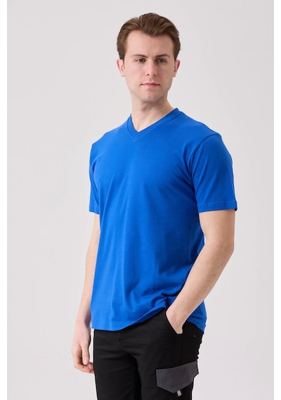 Galanthus V Yaka T-shirt - Nefes Alabilir, Rahat Ve Sade Tasarım Saxmavi