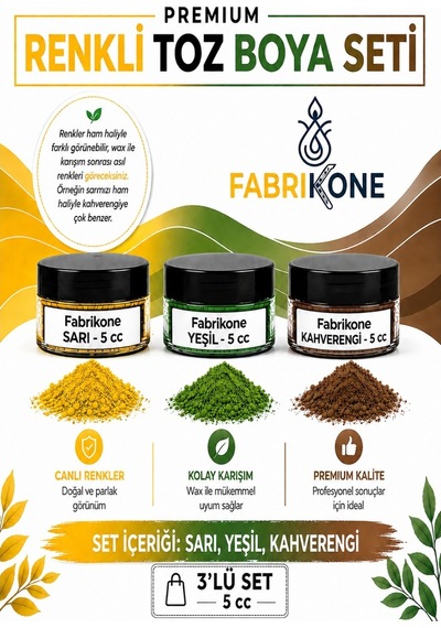 3'lü Set Premium Parafin Soya Wax Toz Mum Boyası Hobi Seti - 5 Cc Sarı, Yeşil, Kahverengi Bkfab3srykh5g Karışık