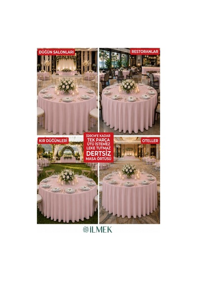 Dertsiz Yuvarlak Masa Örtüsü 280-300-320 Cm Geniş En Dikişsiz Düğün Davet Organizasyon Otel Restoran Pudra Pudra Dertsiz Yuvarlak Masa Örtüsü 280-300-320 Cm Geniş En Dikişsiz Düğün Davet Organizasyon Otel Restoran Pudra Pudra
