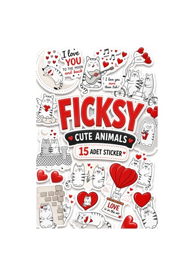 Sevimli Kedi Aşk, Sevgi, Sevgililer Günü Temalı Sticker Seti - 15 Adet Etiket Çıkartma Diğer