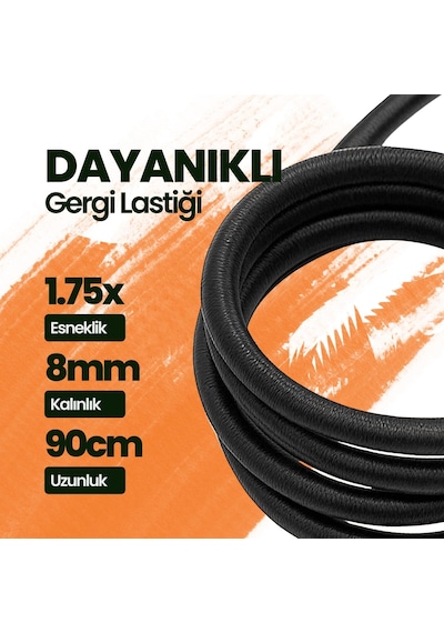 Kancalı Bagaj Gergi Lastiği - Paslanmaz Çelik Çift Kancalı, Motor Ve Bisiklet Sabitleme Lastiği Standart