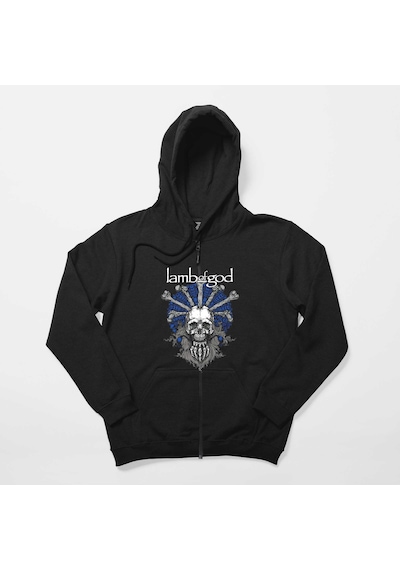 Lamb Of God Bearded Skull Siyah Fermuarlı Kapşonlu Sweatshirt
