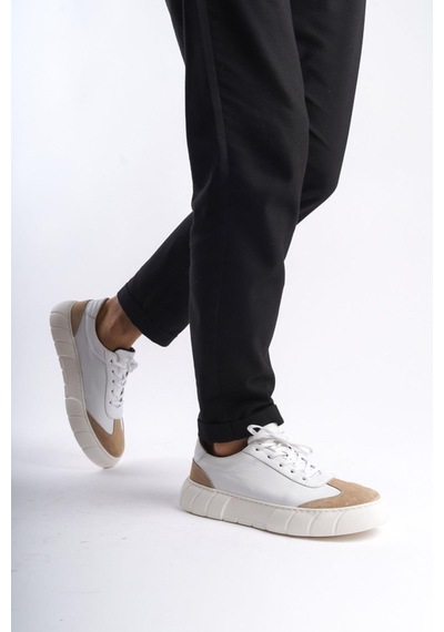 Mubiano Hakiki Deri Erkek Spor Ayakkabı & Sneaker Nude/beyaz -mbkry506-nb Nude/beyaz