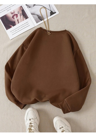 Startmore Kahverengi Unisex Kadın/erkek Brooklyn Özel Renkli Oversize Bisiklet Yaka Pamuklu