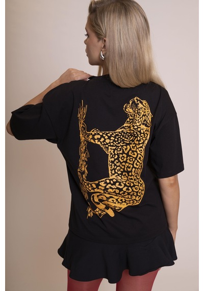 Afloow Muse Oversize Siyah Tişört %100 Pamuk Ön Leopar A Harfi Detaylı, Sırtı Büyük Leopar Baskılı, Rahat Ve Şık Tasarım Unisex Günlük T-shirt Siyah Afloow Muse Oversize Siyah Tişört %100 Pamuk Ön Leopar A Harfi Detaylı, Sırtı Büyük Leopar Baskılı, Rahat Ve Şık Tasarım Unisex Günlük T-shirt Siyah