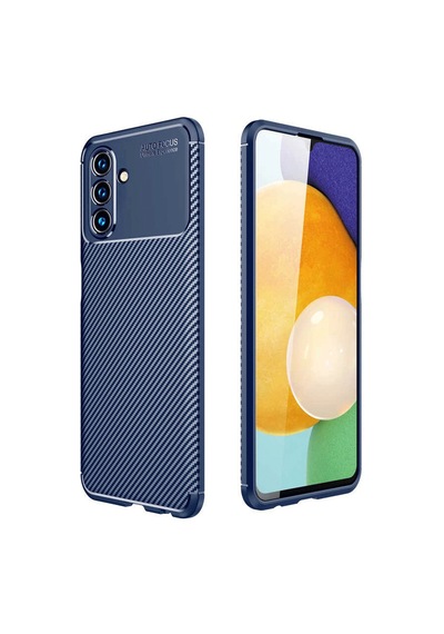 Samsung Galaxy A37 5g Uyumlu Kılıf Karbon Tasarım Kamera Korumalı Silikon Telefon Kılıfı Kapak Lacivert