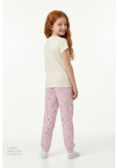 Penti Ekru Kız Çocuk Gabby’s Dollhouse Pamuklu Pijama Takımı
