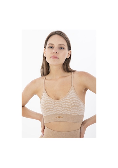 Maraton Active Slimfit Kadın V Yaka Kolsuz Koşu Bejmelanj Bra 813089-Bejmelanj Bej Melanj