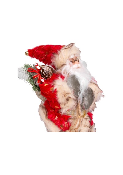 Yılbaşı Noel Baba Gold Hediye Çuvallı Yeşil Pantalonlu Fenerli Kırmızı-yeşil 30 Cm.