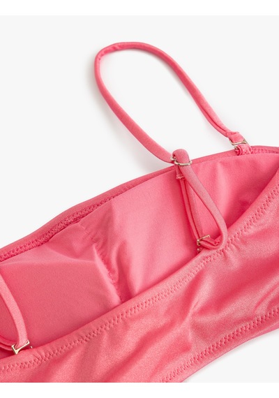Koton Simli Straplez Bikini Üstü Pedli Astarlı Çıkarılabilir Askı Detaylı Pembe 4sak10232mm Gül