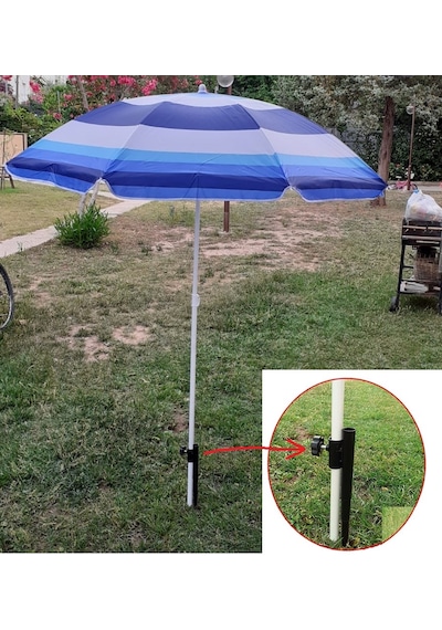 Plaj Deniz Bahçe Balkon Şemsiyesi Sabitleme Kazıklı Mavi 180cm