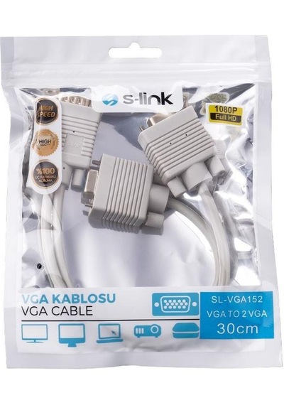 S-Link VGA152  Kablo Erkek / Dişi + Dişi 20 CM  Y Tip Çoklayıcı A Kablo
