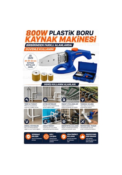 800w Plastik Boru Kaynak Makinesi 20-25-32 Mm Paftalı Çantalı Pprc Boru Kaynak Seti