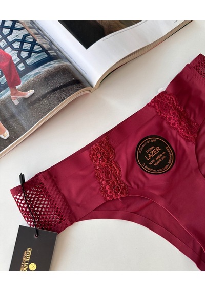 Orijinal Lazer Kesim Üstün Kalite Spandex Invisible Dikişsiz Dant Bordo
