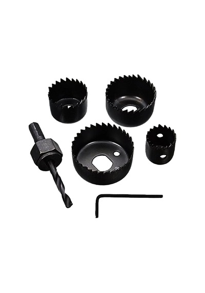 6 Parça Buat Açma Panç Seti 32-38-44-54mm &amp 3/8 Hex Anahtar Metal Ahşap Plastik Delik Açma