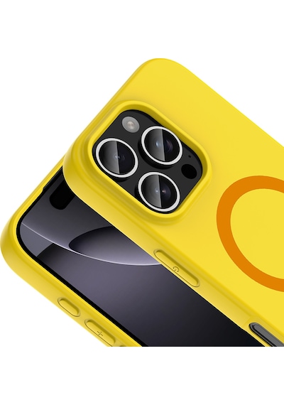 Maks Technology iPhone Uyumlu 16 Pro Kılıf M-safe Şarj Özellikli Mkst Aris Silikon Kapak - Sarı