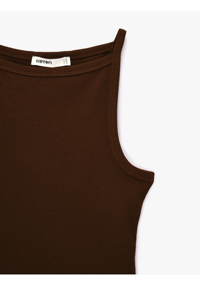 Koton Kaşkorse Kolsuz Pamuklu Slim Fit Askılı Kare Yaka Üst Kahverengi 6sak10388ek Kahve