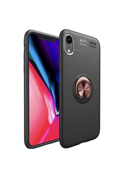 Apple Uyumlu iPhone Xr 6.1 Kılıf Zore Ravel Silikon Kapak Siyah-Rose Gold