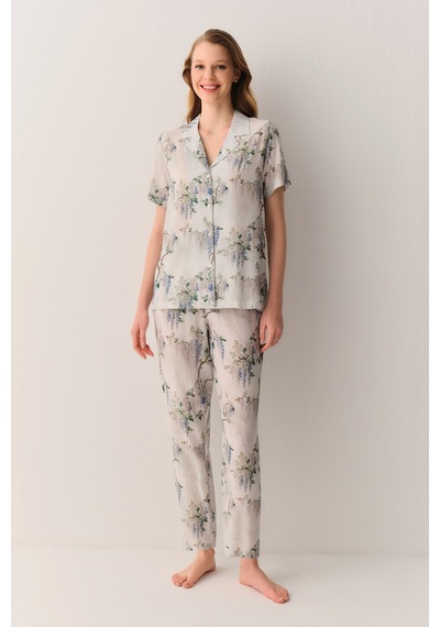 Suwen Larisa Gömlek Yaka Pijama Takımı Sh26552660b846 Çok Renkli