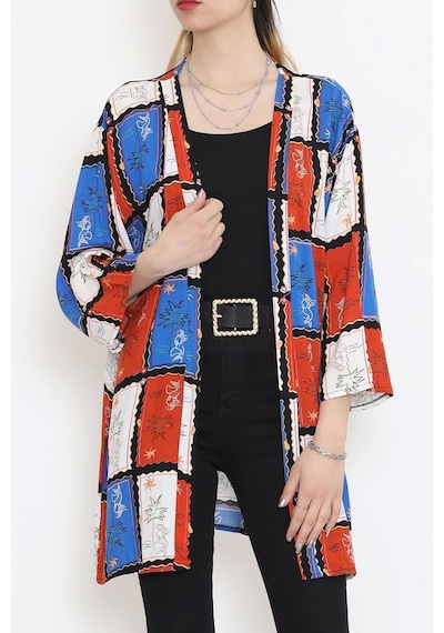 Desenli Kimono Kiremit - 1658.1095. Çok Renkli
