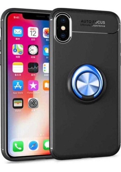 Apple Uyumlu iPhone Xs Max 6.5 Kılıf Zore Ravel Silikon Kapak Siyah-Mavi