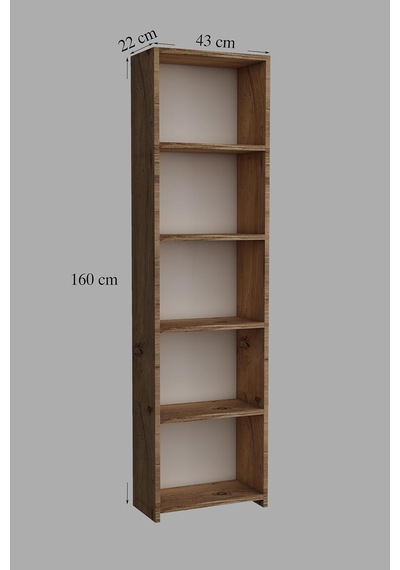 Libro Pine Kitaplık 5 Raflı Çok Amaçlı Düzenleyici Raf 160 Cm Dekoratif Atlantik Çam Çok Renkli