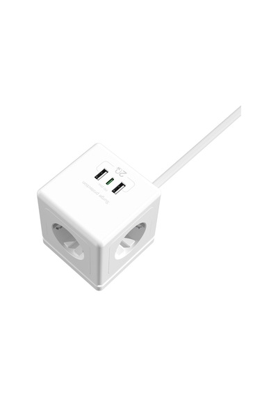 Hepsi S-lınk Prz04 4 Soket Akım Korumalı Priz 1x Type-c 2xusb 5v 2mt Kablo 306 Joule Küp Tasarım Beyaz 1923 Najma