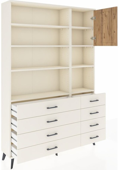 Arges Dolap 8 Raflı 8 Çekmeceli Tek Kapaklı 132x30x195 Aytaş... Aytaşı